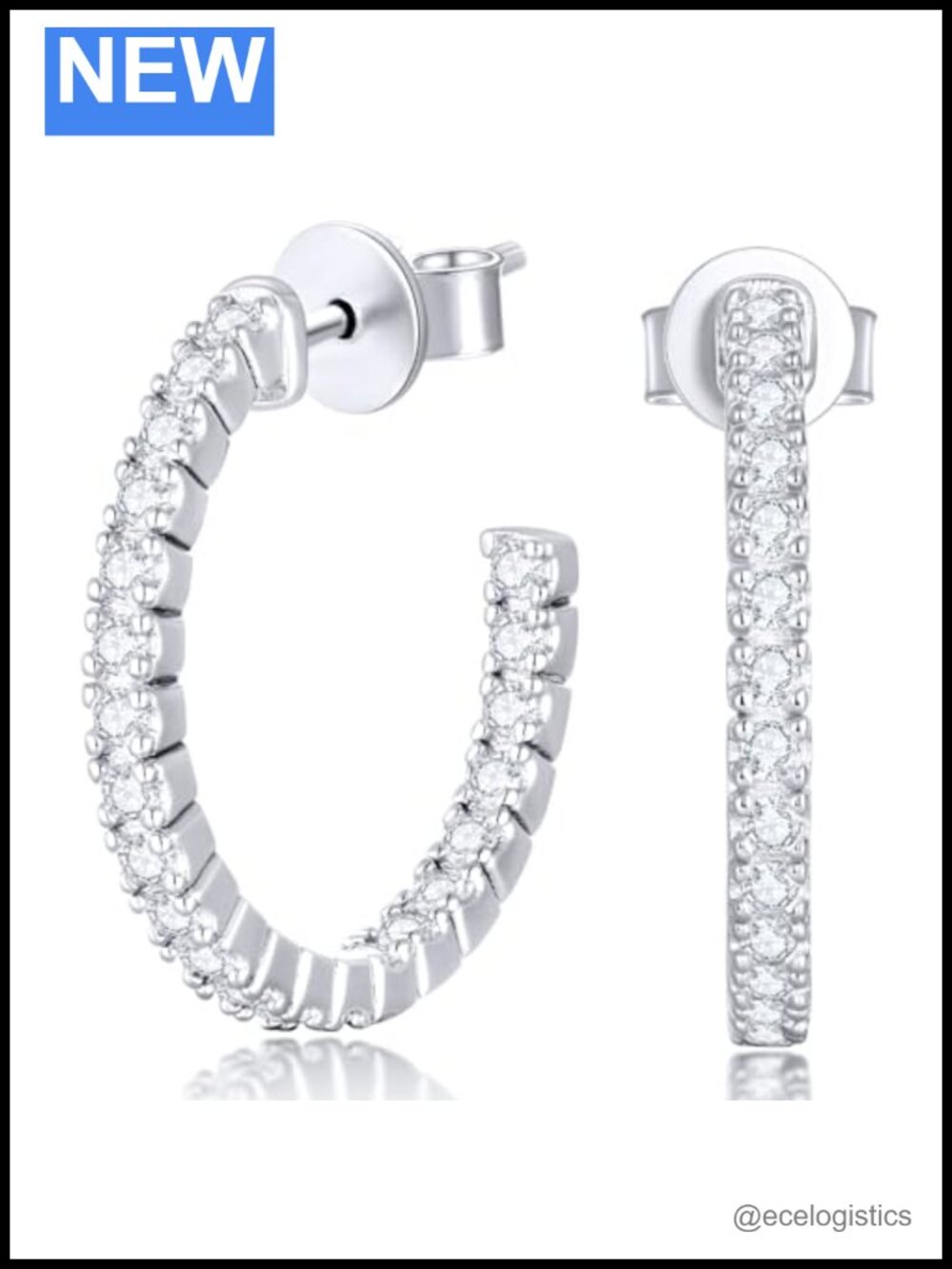 Moissanite Hoop Earrings 25mm Open Hoop 14K Gold Plated S925 Silver